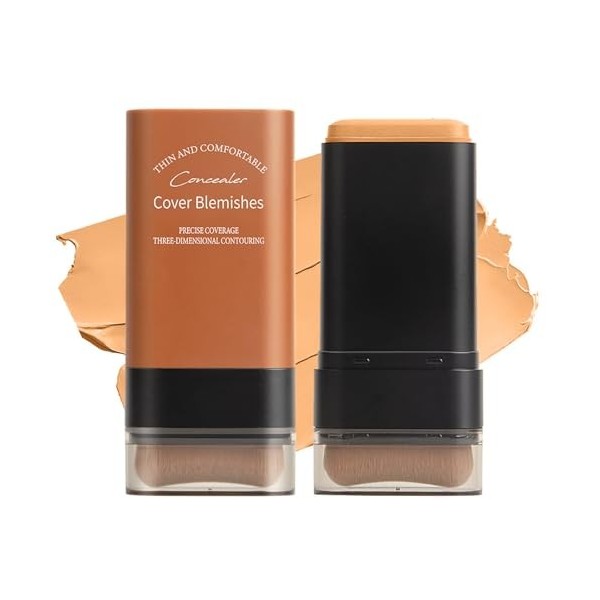 Fond de teint, correcteur de teint hydratant, avec pinceau intégré, finition mate, longue durée, convient à tous les types de