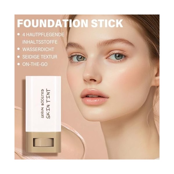Bâton de fond de teint, sérum boosted Skin Tint Balm, fond de teint complet, fond de teint hydratant solide, léger et non gra