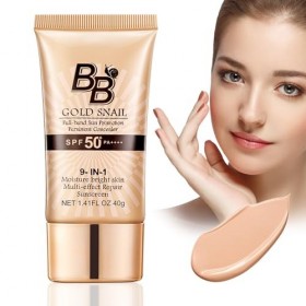 HOUSN BB Creme 9-en-1 SPF 50+, CC Crème Teint Parfait avec Escargot Doré, Base de Maquillage, Anti-Imperfections & Protection