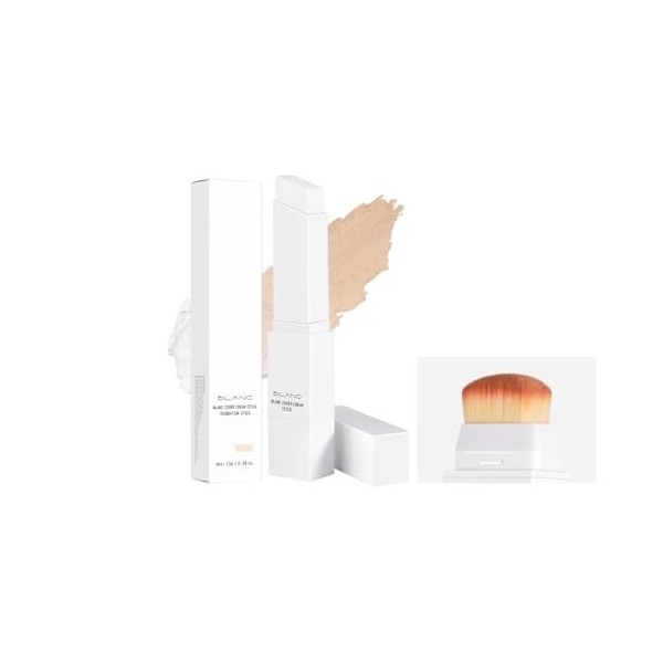 Blanc Cover Cream Stick - Stick fond de teint 2 en 1 qui change de couleur, formule légère à couvrance totale pour une peau i