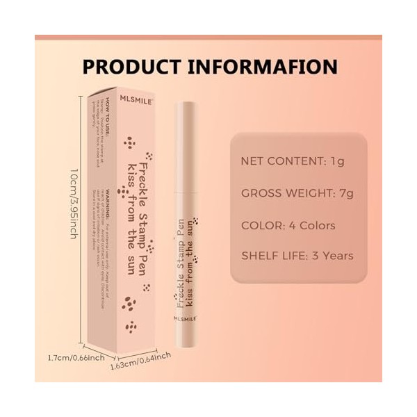 ZukQvrivelig Stylo à Taches de Rousseur, Stylo à Fausses Taches de Rousseur Avec Tampon 3D, Résistant à lEau Et Durable, Fac