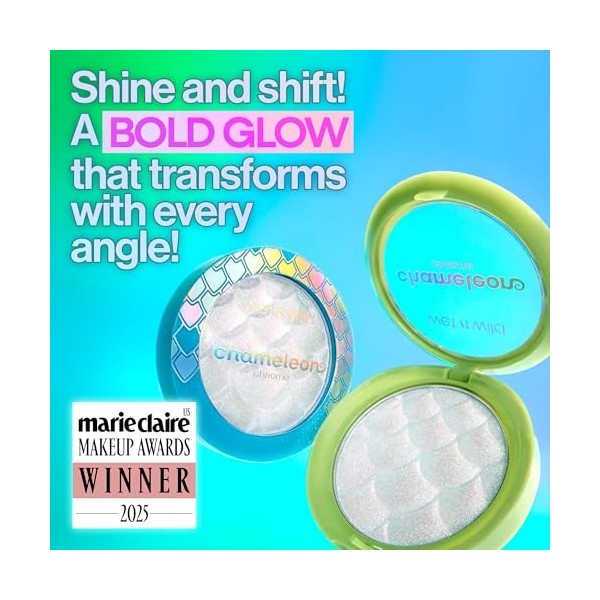 Wet n Wild Chameleon Chrome Powder Highlighter, Pigments Irisés Réfléchissant pour un Changement de Couleur Dynamique, Textur