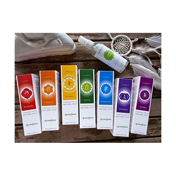 Aromafume Coffret cadeau 7 chakras Essential Brume naturelle,7x50 ml,Sahasrara, Ajna, Vishuddha, Anahata, Manipura, Swadhisth