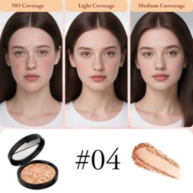 BUTBU Fond de Teint-Poudre Hybride, Fond de Teint Poudre Longue Tenue, fond de Teint En Poudre à Haute Couvrance, Tous Types 