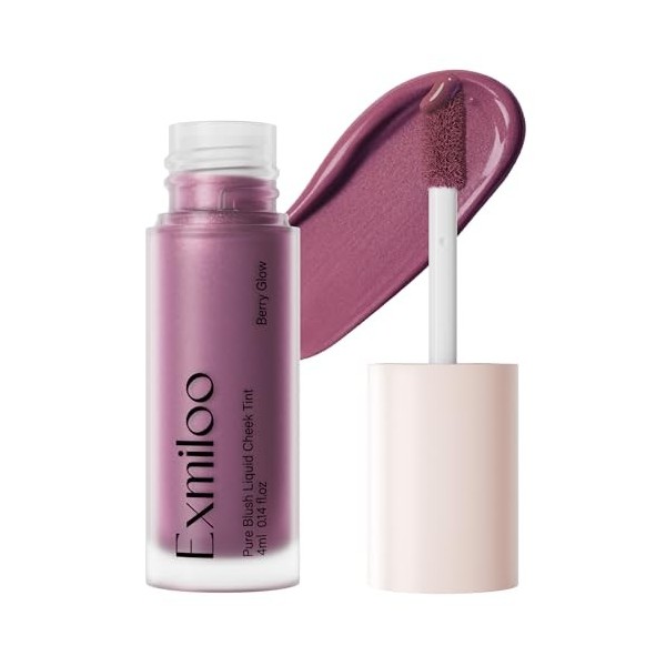 Exmiloo Blush Liquide 2-en-1, Fard à Joues pour Visage & Lèvres, Texture Légère à Couleur Modulable, Fini Lumineux Délicat po