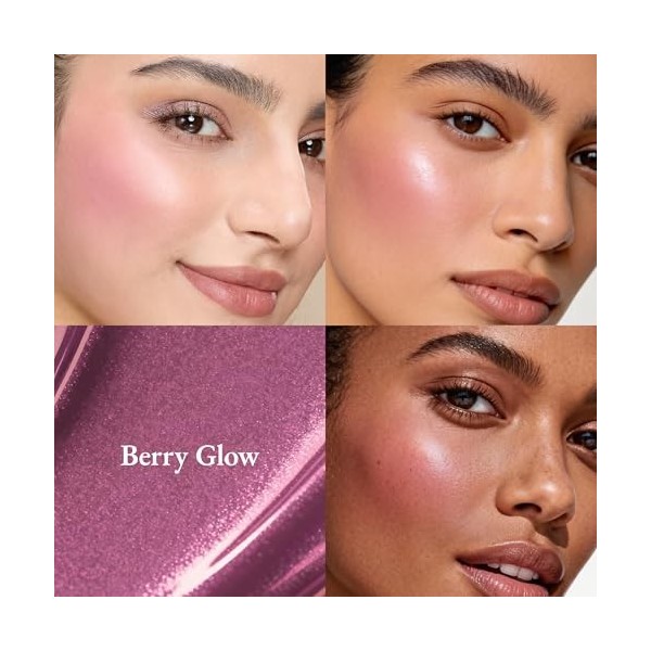 Exmiloo Blush Liquide 2-en-1, Fard à Joues pour Visage & Lèvres, Texture Légère à Couleur Modulable, Fini Lumineux Délicat po