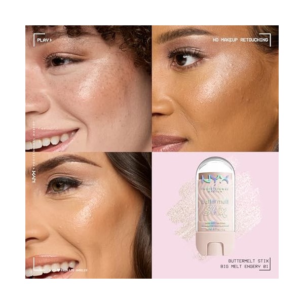 NYX Professional Makeup Buttermelt Highlighter Stix - Stick onctueux - Effet glowy - Texture ultra-fondante - Tenue 8H - Fini