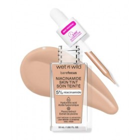 Wet n Wild Bare Focus Niacinamide Skin Tint, Hydratant Teinté à lAcide Hyaluronique, Fond de Teint Sérum Léger Glow, Maquill