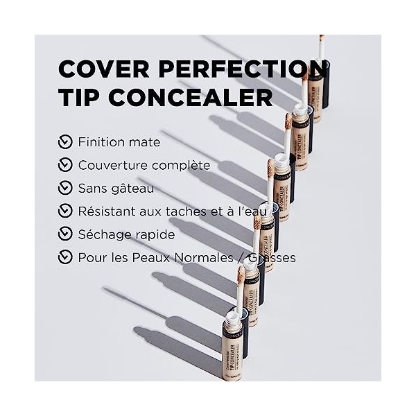 THESAEM Cover Perfection Tip Concealer SPF28 PA++ 6.5g 1.5 Beige Naturel - Correcteur liquide multi-usage, maquillage à couv