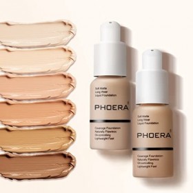PHOERA 30ml Fond de teint liquide, Fond de teint liquide Full Coverage 24HR Matte Oil Control Concealer,Crème parfaite, lisse