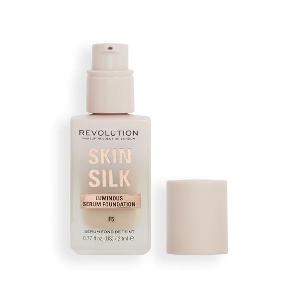 Makeup Revolution, Skin Silk Serum Foundation, Light to Medium Coverage, Contains Hyaluronic Acid, F5, 23ml