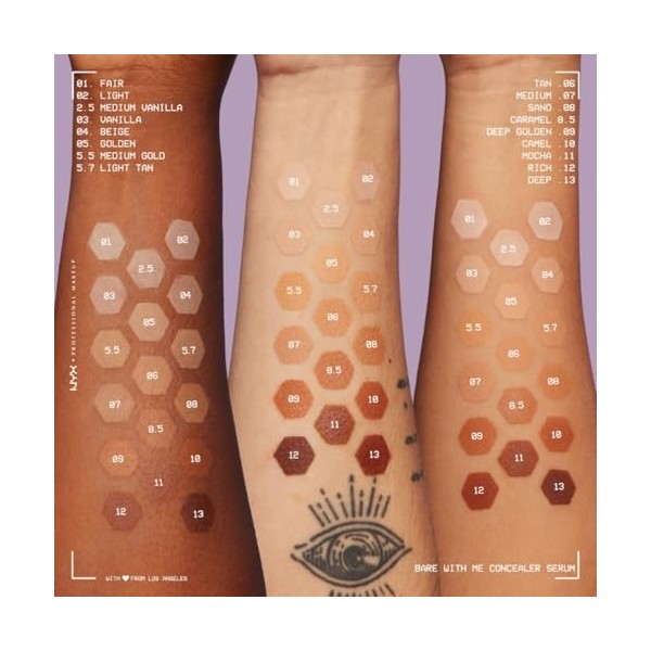 NYX Professional Makeup Anti-Cernes Sérum Correcteur Bare With Me, Fini Naturel, Couvrance Moyenne, Teinte : Medium Vanilla