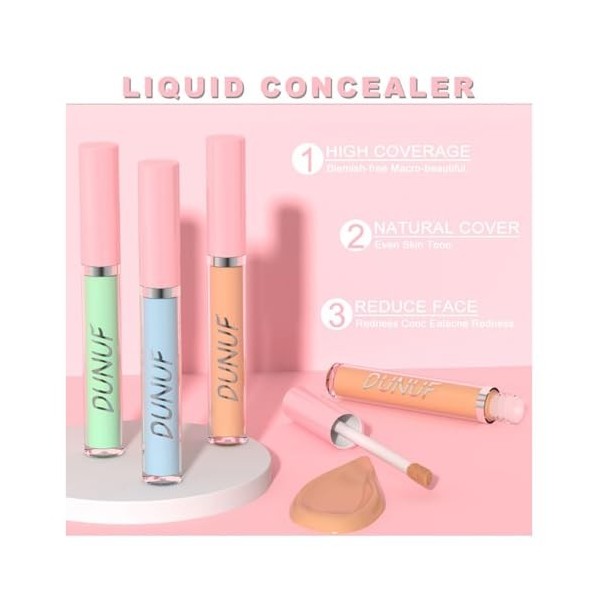 JasCherry 4 Couleur Correcteur Liquide Couvrant Complet Pour Les Yeux Affronter, Couvre Les Cernes et Les Taches Maquillage à