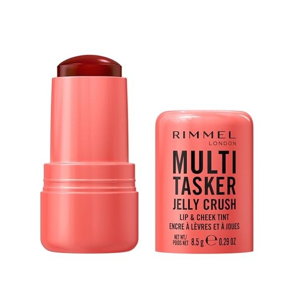 Rimmel Multi-Tasker Jelly Crush, Blush et Encre À Lèvres – Avec Niacinamide – Hydratant – Longue Tenue, 300 Peachy Punch