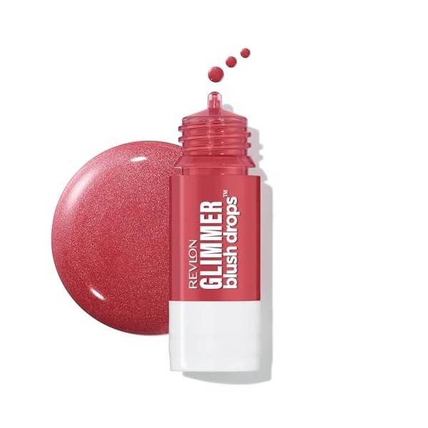 Revlon Glimmer Blush Drops, Blush liquide joues, Fini poudré velouté, Haute pigmentation, naturel lumineux hydratant, 103 Fie