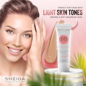 SHEIDA BB Creme Leight, crème de jour teintée avec SPF 30+, hydratation 24h et optimiseur de la peau pour un teint uniforme, 