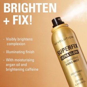 Revolution Superfix Glow Fixing Mist, Spray Fixateur Éclat, Finition Lumineuse Longue Tenue, Vegan & Cruelty-Free, 150ml
