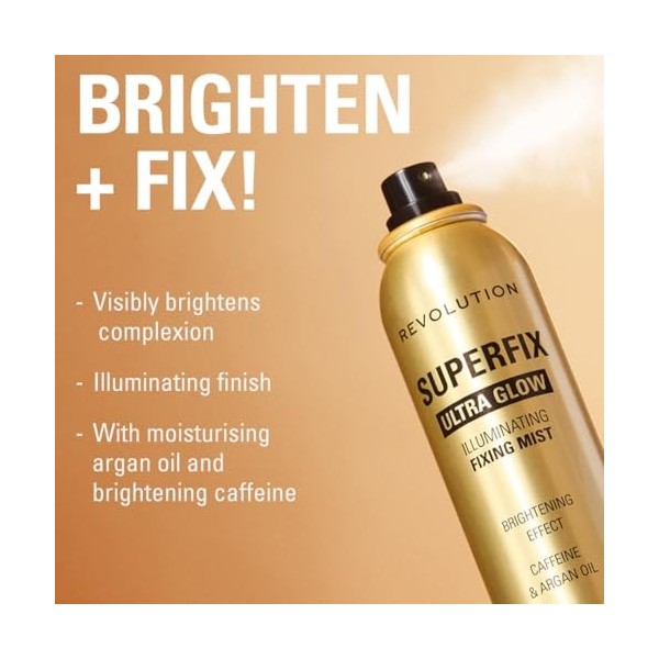 Revolution Superfix Glow Fixing Mist, Spray Fixateur Éclat, Finition Lumineuse Longue Tenue, Vegan & Cruelty-Free, 150ml