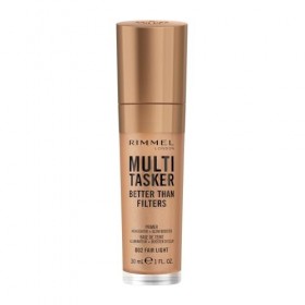 Rimmel Multi-Tasker Better Than Filters, 002 Fair Light, Base de Teint, Booster d’Éclat et Highlighter, formule vegan, pigmen