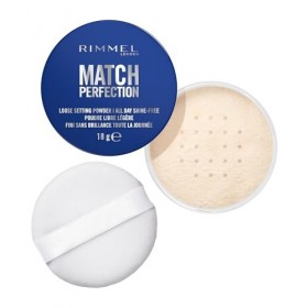Rimmel London Match Perfection Poudre de fixation libre, Formule légère, Fini Mat, Maquillage Vegan,18 g, 001, Translucent