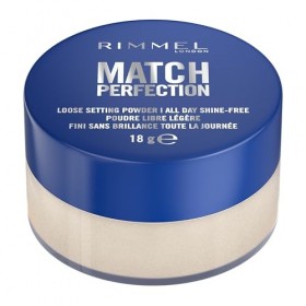 Rimmel London Match Perfection Poudre de fixation libre, Formule légère, Fini Mat, Maquillage Vegan,18 g, 001, Translucent