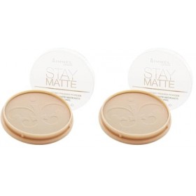 Rimmel Poudre Matifiante Stay Matte, Anti-brillance, Fini mat et naturel, 006 Warm Beige, 14g Lot de 2 