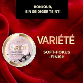 Eveline Cosmetics Variété Lot transparent poudre de lot avec acide hyaluronique réfléchissant la lumière, 6G