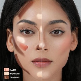 Anglicolor 3PCS Contouring Maquillage Stick,Highlighter Blush liquide,With Cushion Applicator Bronzer Stick,Natural Végétalie