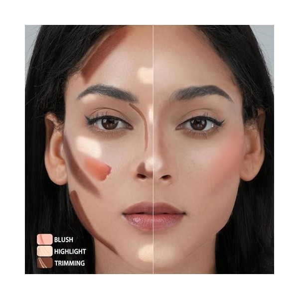 Anglicolor 3PCS Contouring Maquillage Stick,Highlighter Blush liquide,With Cushion Applicator Bronzer Stick,Natural Végétalie