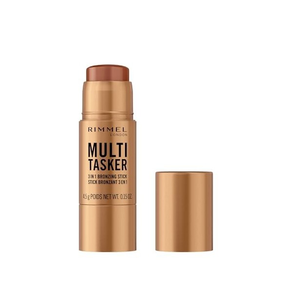 Rimmel London Multi Tasker, Stick bronzer sculptant et contour, tient toute la journée, fini frais, maquillage vegan, 4,5 g 0