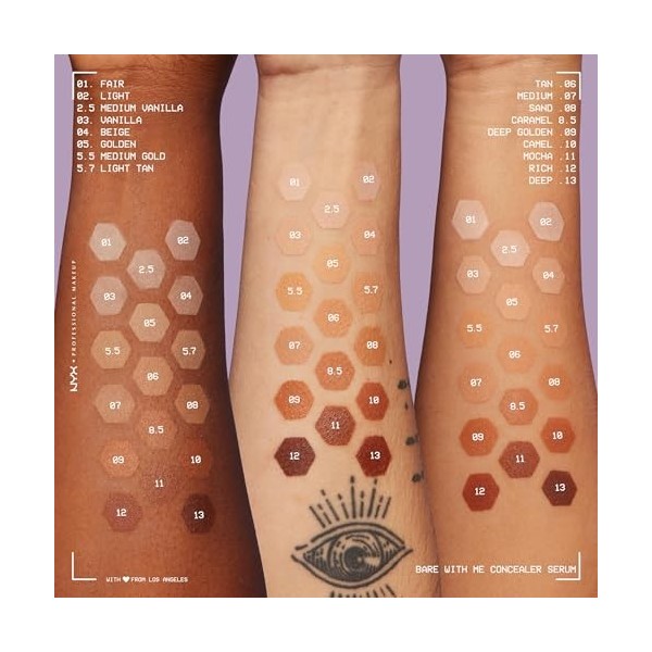 NYX Professional Makeup Anti-Cernes Sérum Correcteur Bare With Me, Fini Naturel, Couvrance Moyenne, Teinte : Light Tan 05.7 