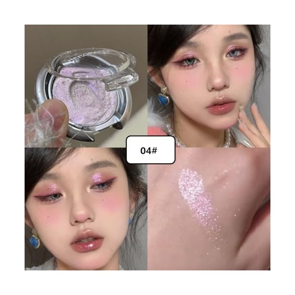 KARLOR Highlighter - Palette de poudre rose métallisé - Paillettes - Fard à paupières - Surligneur dégradé - Brillance nacrée