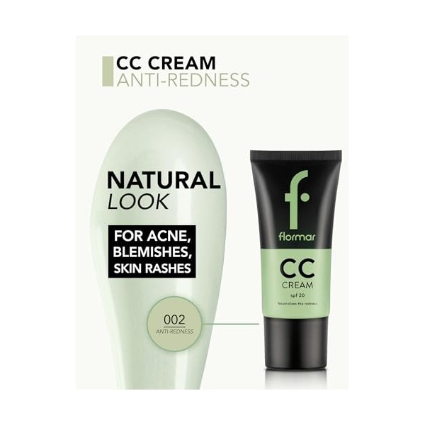 Flormar CC Crème SPF 20 Anti-Déshydratation avec texture crémeuse pour un look naturel No. CC02