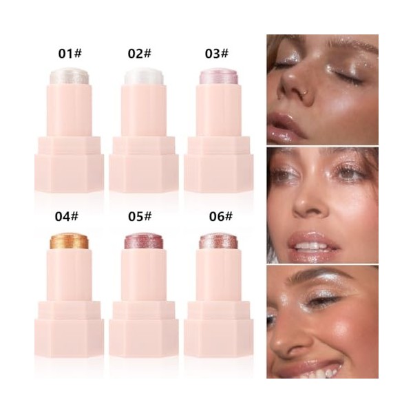 KARLOR Highlighter Stick de surligneur à paillettes pour le visage, le corps, le maquillage, nacré, fin, scintillant, pour ne