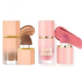 Beauty Searcher Kit de maquillage liquide pour fard à joues et contour, doux, léger et respirant, avec éponge intégrée, point