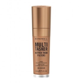Rimmel Multi-Tasker Better Than Filters, 005 Medium, Base de Teint, Booster d’Éclat et Highlighter, formule vegan, léger, pig