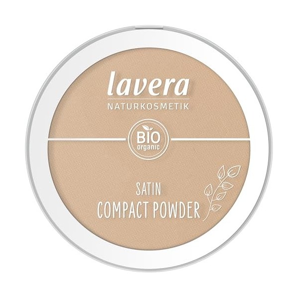 lavera Satin Compact Powder -Poudre Compacte -Tanned 03- nude - Huile damande bio & Poudre de riz bio - Végan - matifiante -