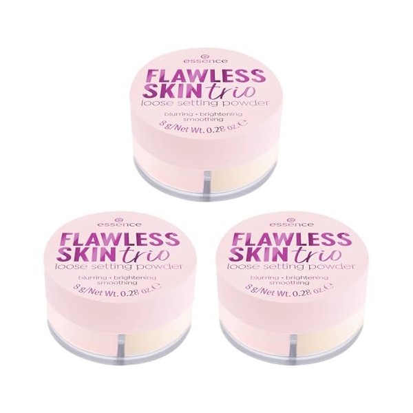 essence FLAWLESS SKIN trio de poudres de finition souples, Poudre, Nr. 10, Multicolore, éclaircissant, naturel, vegan, sans h
