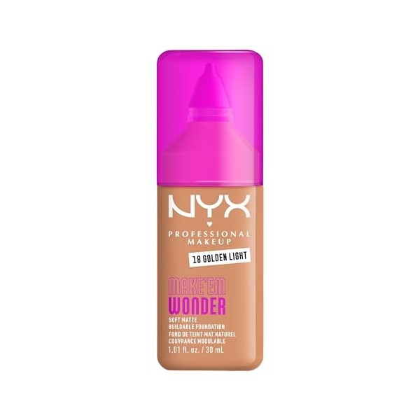 NYX Professional Makeup - Make Em Wonder - Fond de Teint - Tenue 24h - Pas deffet plâtre - Acide Hyaluronique et extrait de