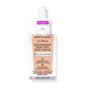 Wet n Wild Bare Focus Niacinamide Skin Tint, Hydratant Teinté à lAcide Hyaluronique, Fond de Teint Sérum Léger Glow, Maquill