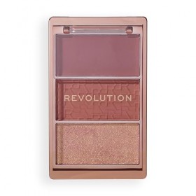 Revolution, Blush Icon Palette Aura Points Rose , Palette de Blush Crème et Poudre Compacte, Haute Pigmentation, 3 Teintes, 