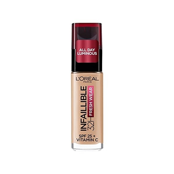 LOréal Paris - Fond de Teint Fluide Infaillible 32h Fresh Wear - Tous Types de Peau - Teinte : Naturel Rosé 125 - 30 ml