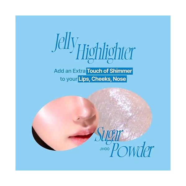 fwee Glowy Jelly Pot | Dewy Jelly Lip & Blush, Shimmer Glow Jelly Balm, Dewy Buildable Finish – Sugar Powder Shimmer Balm |