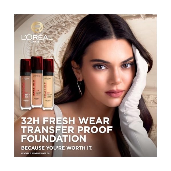 LOréal Paris - Fond de Teint Fluide Infaillible 32h Fresh Wear - Tous Types de Peau - Teinte : Porcelaine 15 - 30 ml