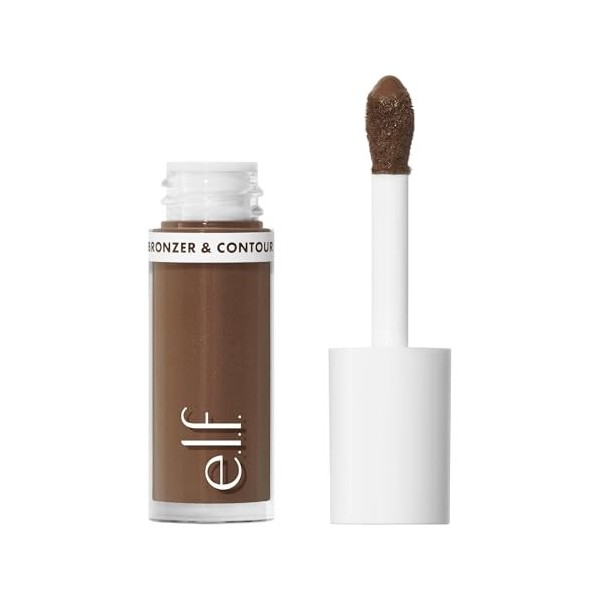 e.l.f. Camo Liquid Bronzer & Contour, hautement pigmenté, brillance naturelle, texture estompable, longue durée, applicateur 