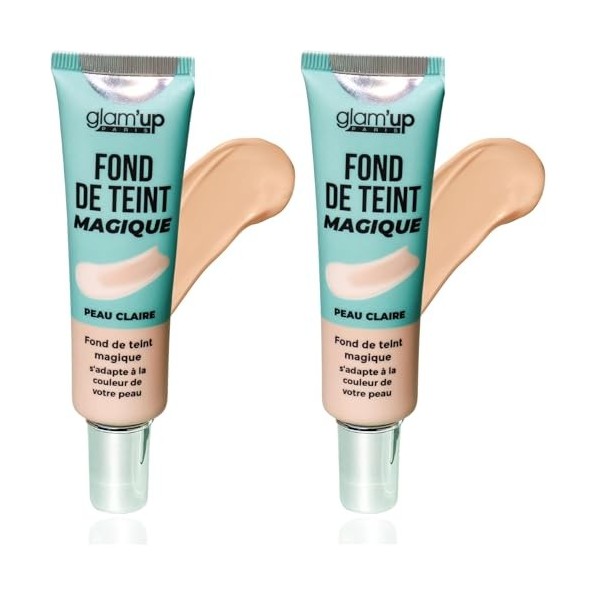 GlamUp Paris - Fond de Teint Magique - Perfecteur de Teint - S’adapte à la Couleur de votre Peau - 20 ml - N°1 Nude Lot de 