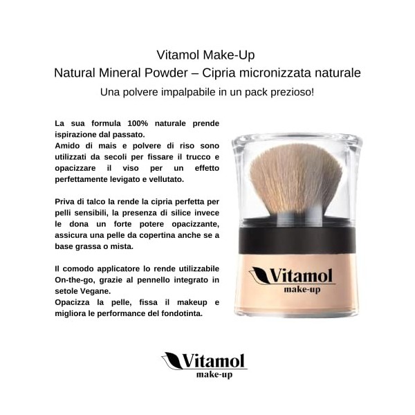 Vitamol Make up Poudre minérale naturelle bio naturelle poudre micronisée 14gr Cipria 