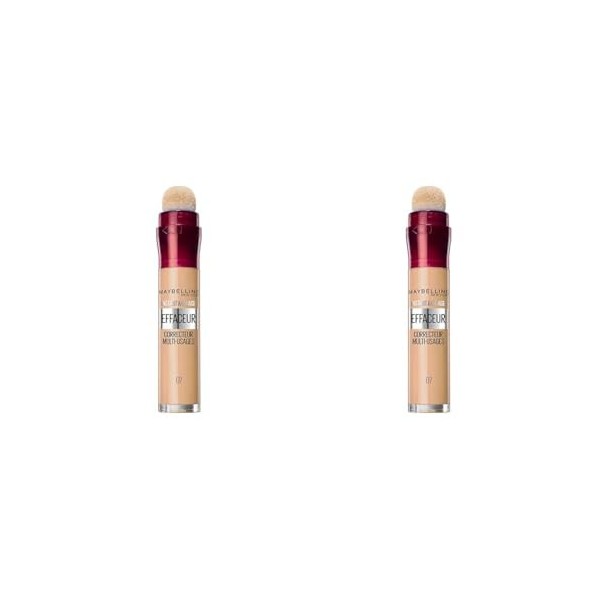 Maybelline New York - Anti-cernes/Correcteur Fluide - Instant Anti-Age L’Effaceur - Teinte : Sable 07 - 6,8 ml Lot de 2 