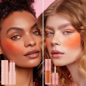 Boobeen Kit 3 Pcs: Poudre, Bâton et Blush Liquide, Crème Léger Longue Durée Multi-Utilisation Maquillage Visage Fusionnable, 