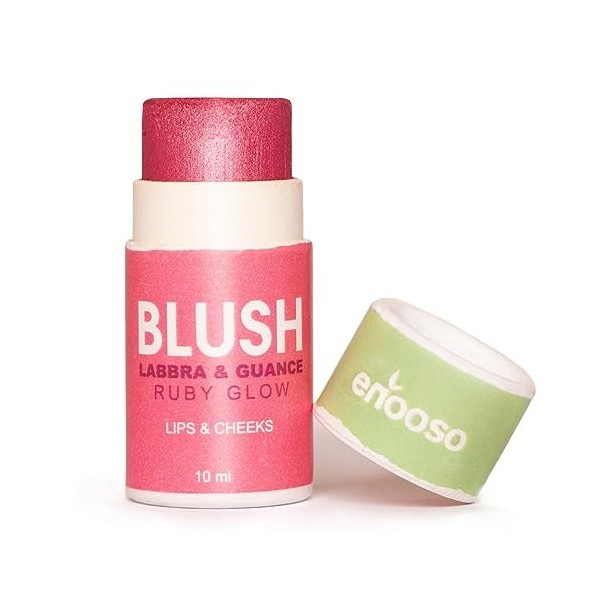 Enooso - Blush en stick crème pour Joues, Lèvres et Yeux FUCHSIA - Illuminateur de Visage Naturel Parfumé et Nourrissant avec
